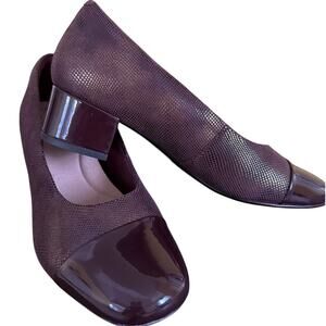 NEW Clarks Chartli Diva Pumps Women's 7.5 Cap Toe Block Heel Burgundy Shoes NWT
